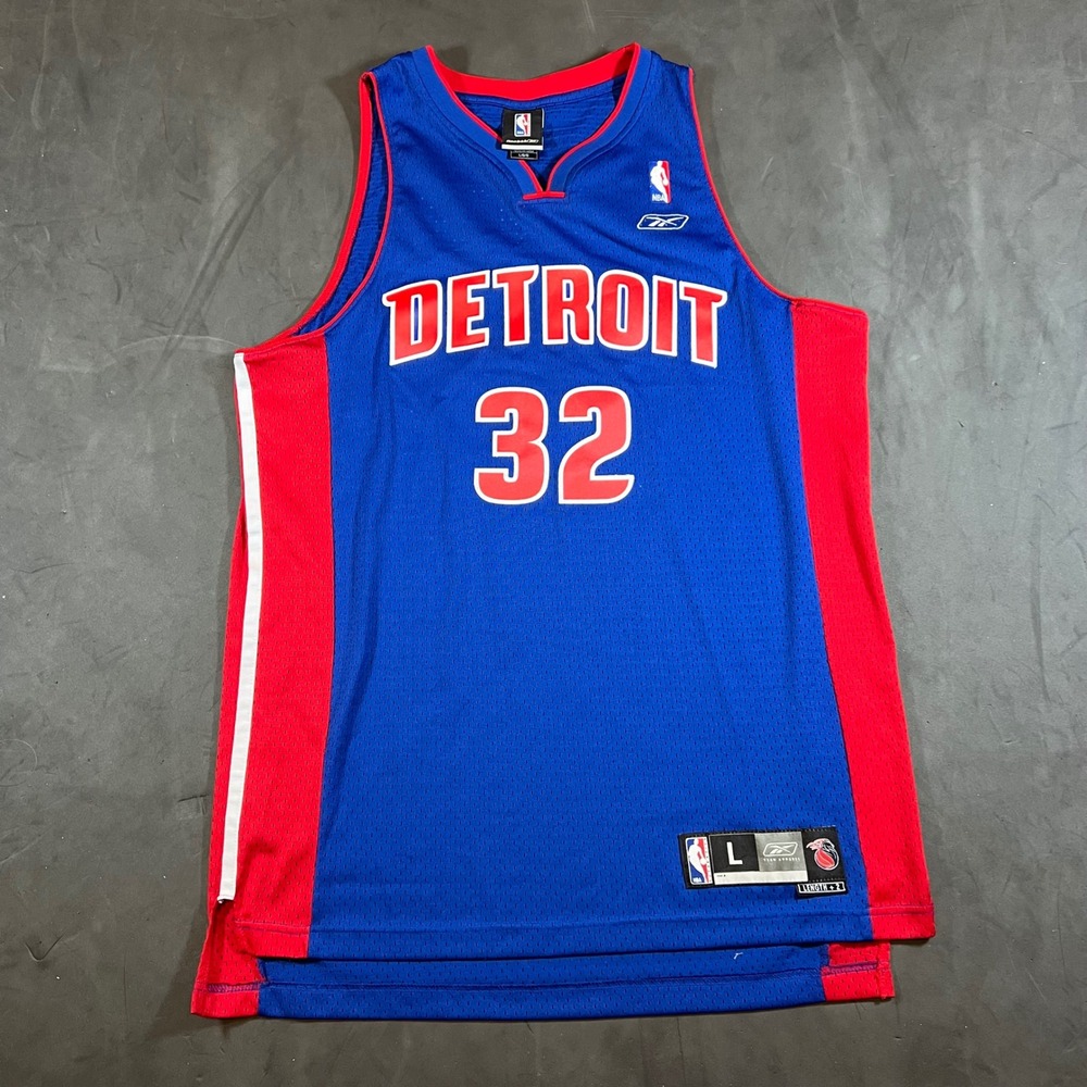Vintage Detroit Pistons Jersey Mens L Sewn Blue NBA Richard Hamilton Reebok Rip